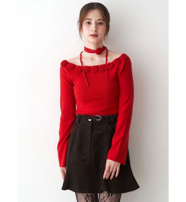 CALNAMUR「3Dローズチョーカー付きニット」|ニット・セーター|