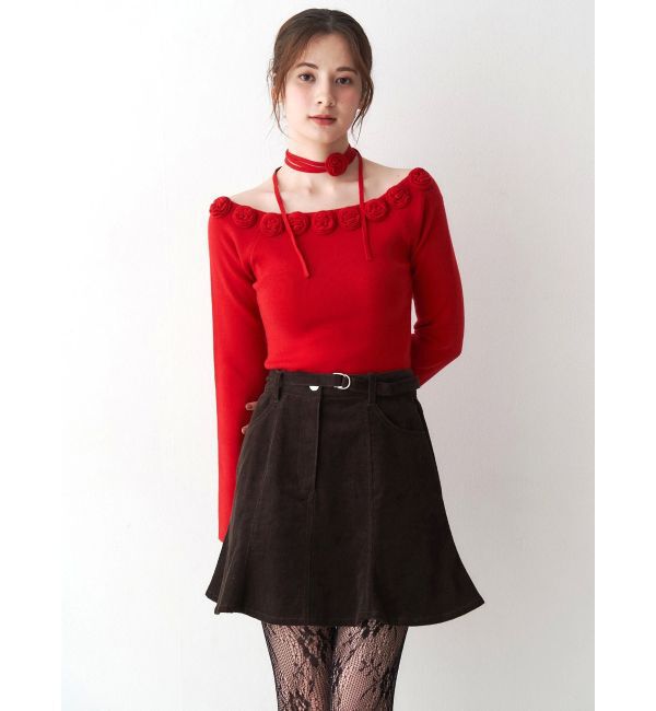 CALNAMUR「3Dローズチョーカー付きニット」|ニット・セーター|