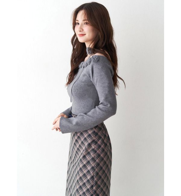 CALNAMUR「3Dローズチョーカー付きニット」|ニット・セーター|