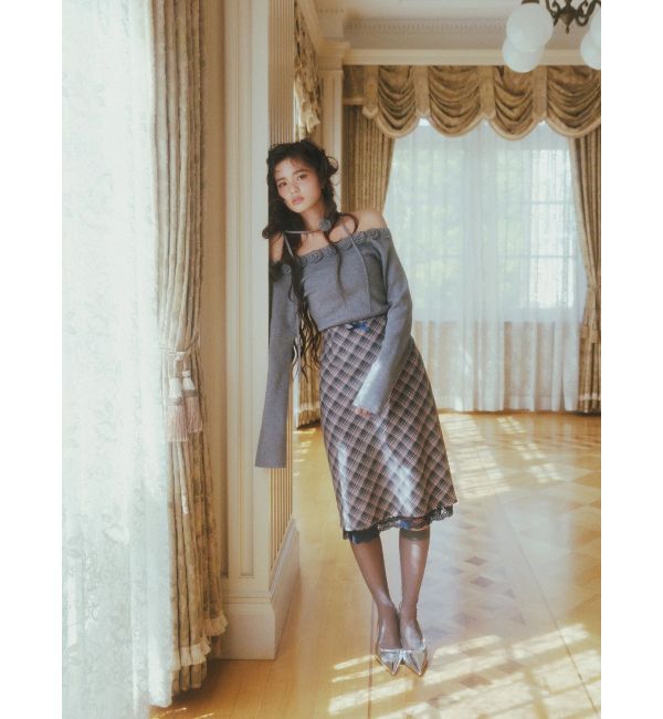 CALNAMUR「3Dローズチョーカー付きニット」|ニット・セーター|