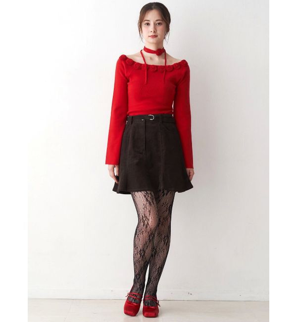 CALNAMUR「3Dローズチョーカー付きニット」|ニット・セーター|