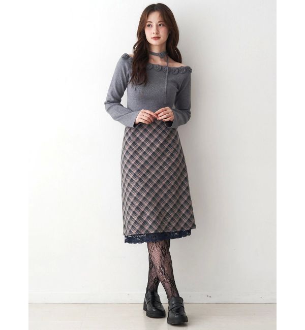 CALNAMUR「3Dローズチョーカー付きニット」|ニット・セーター|