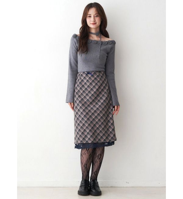 CALNAMUR「3Dローズチョーカー付きニット」|ニット・セーター|