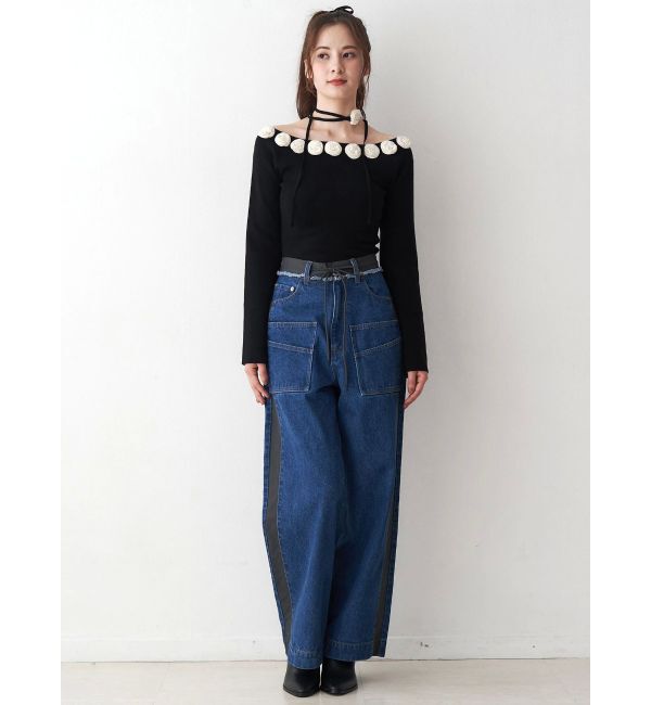 CALNAMUR「3Dローズチョーカー付きニット」|ニット・セーター|