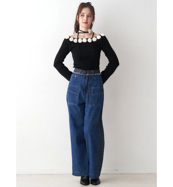 CALNAMUR「3Dローズチョーカー付きニット」|ニット・セーター|