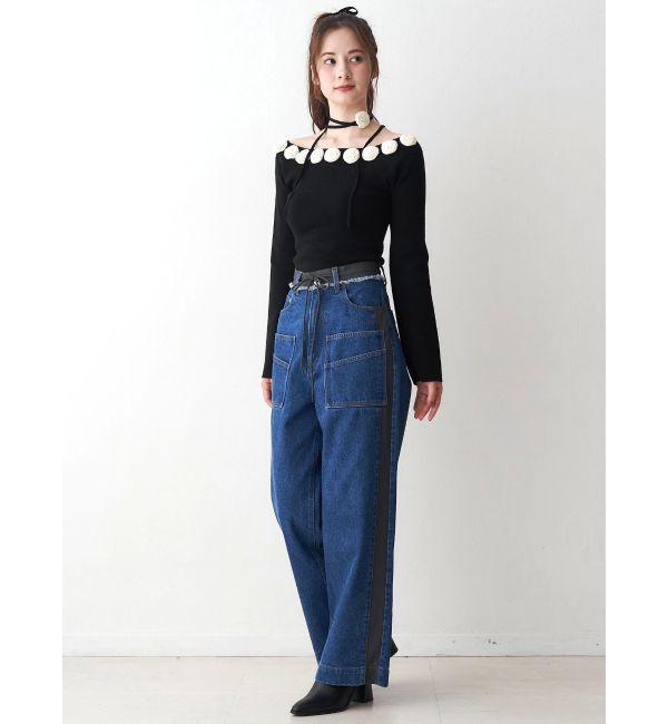 CALNAMUR「3Dローズチョーカー付きニット」|ニット・セーター|