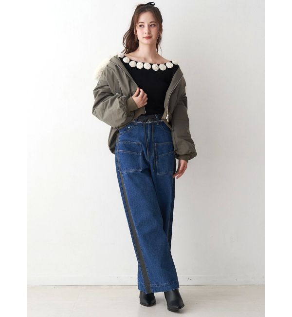 CALNAMUR「3Dローズチョーカー付きニット」|ニット・セーター|