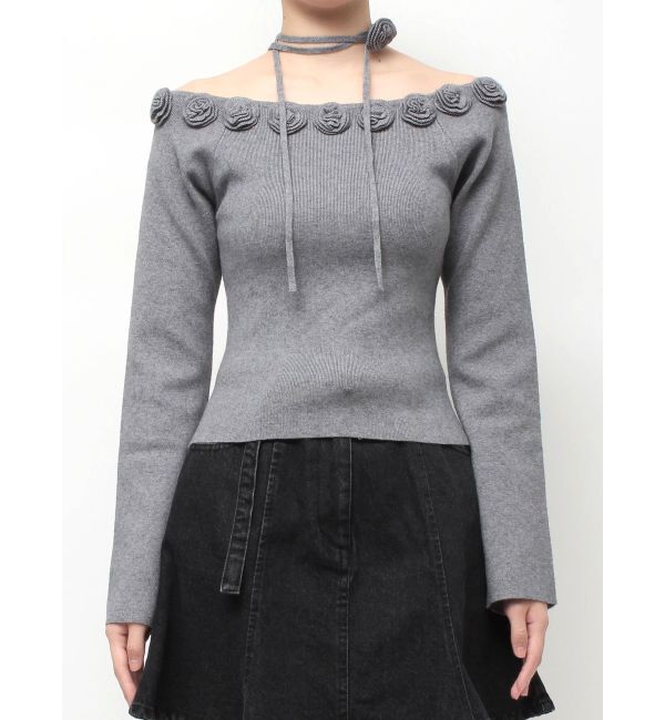 CALNAMUR「3Dローズチョーカー付きニット」|ニット・セーター|