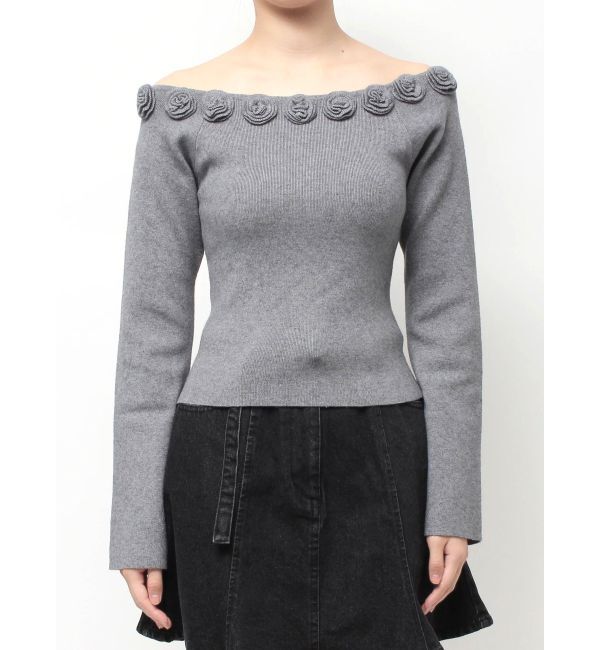 CALNAMUR「3Dローズチョーカー付きニット」|ニット・セーター|