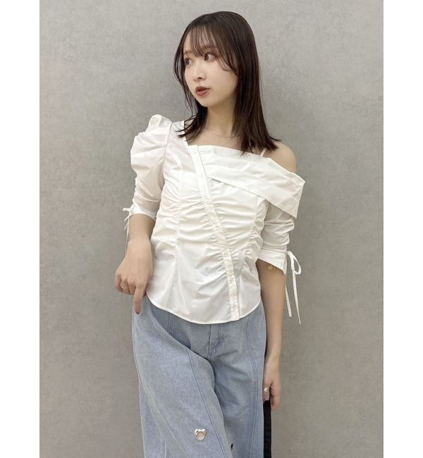 dazzlin「アシメギャザーブラウス」|シャツ・ブラウス|