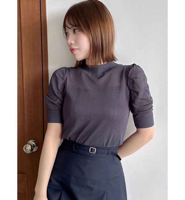 dazzlin「コンパクトギャザーシアーニットトップス」|ニット・セーター|