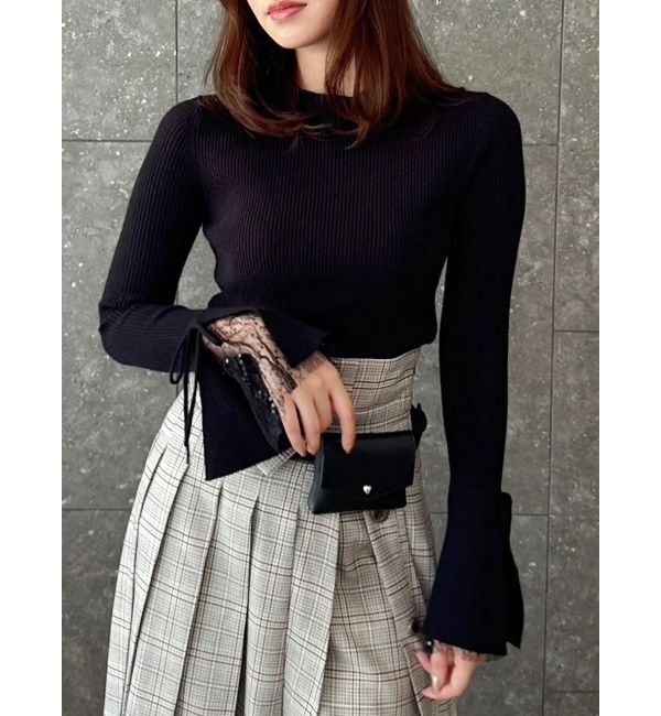 dazzlin「【追加生産分】ヘムレースリブニットトップス」|ニット・セーター|