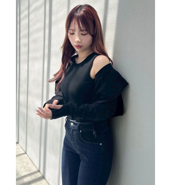 dazzlin「【吉田朱里】涼感加工ギャザーノースリリブトップス」|タンクトップ|