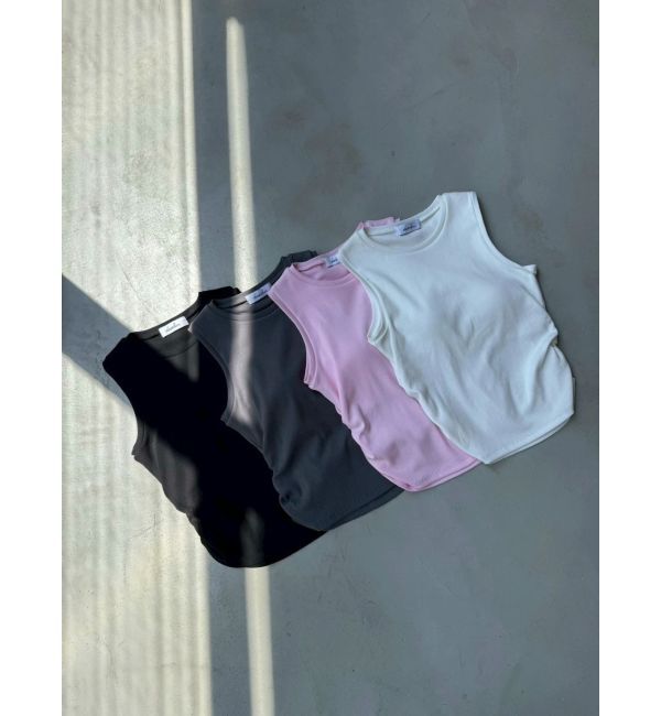 dazzlin「【吉田朱里】涼感加工ギャザーノースリリブトップス」|タンクトップ|