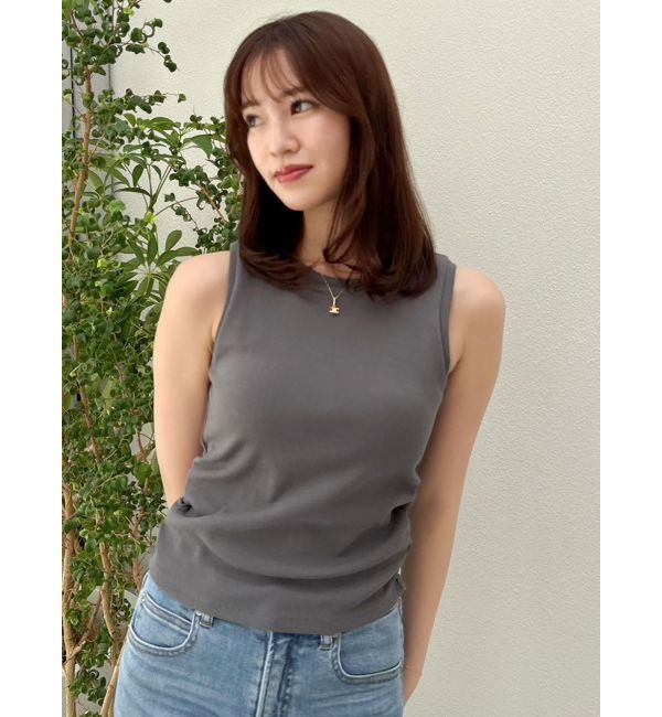 dazzlin「【吉田朱里】涼感加工ギャザーノースリリブトップス」|タンクトップ|