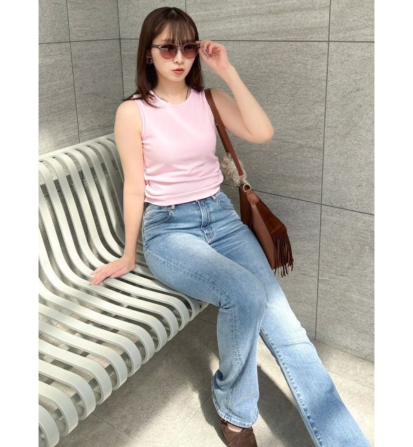 dazzlin「【吉田朱里】涼感加工ギャザーノースリリブトップス」|タンクトップ|