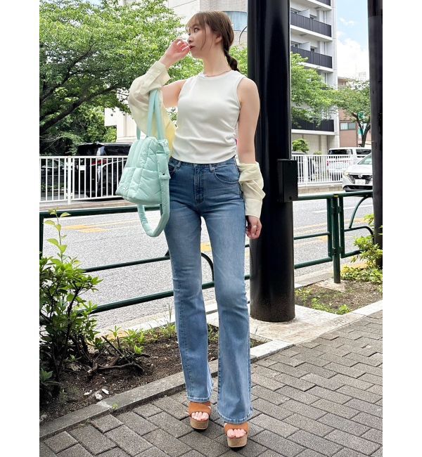 dazzlin「【吉田朱里】涼感加工ギャザーノースリリブトップス」|タンクトップ|