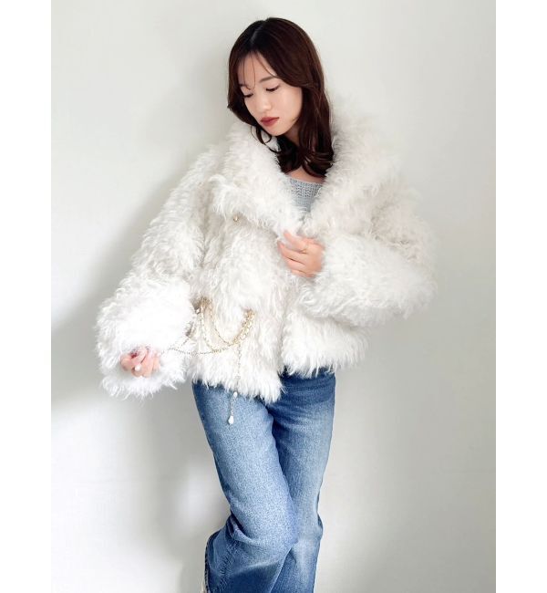 dazzlin「パールチェーンエコファーブルゾン」|ブルゾン・スタジャン|