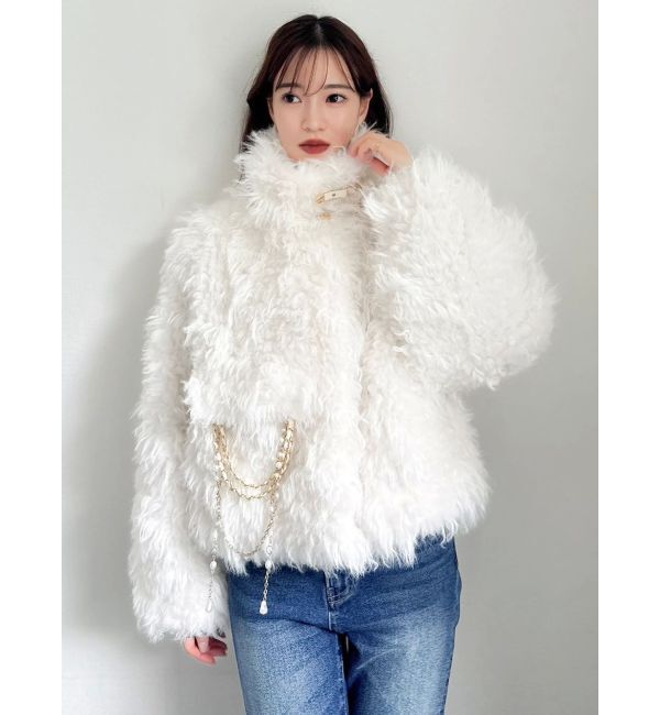 dazzlin「パールチェーンエコファーブルゾン」|ブルゾン・スタジャン|