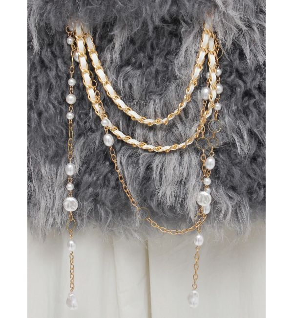 dazzlin「パールチェーンエコファーブルゾン」|ブルゾン・スタジャン|