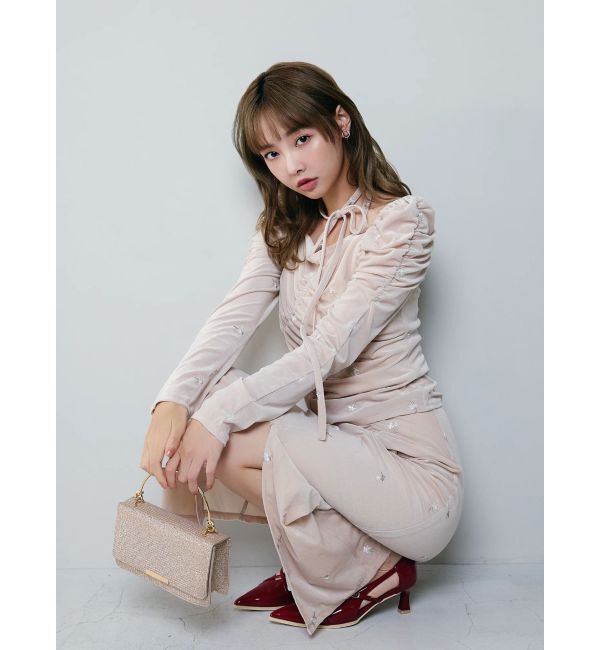 dazzlin「【セットアップ対応】フラワーシシュウベロアトップス」|Tシャツ・カットソー|