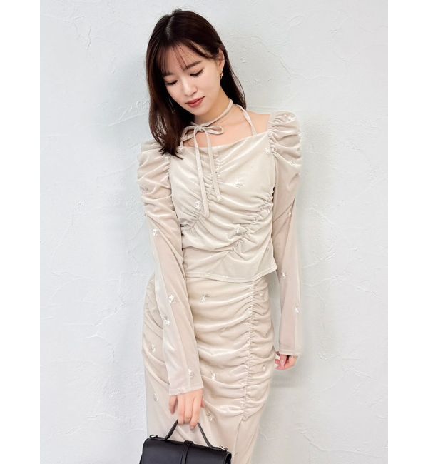 dazzlin「【セットアップ対応】フラワーシシュウベロアトップス」|Tシャツ・カットソー|