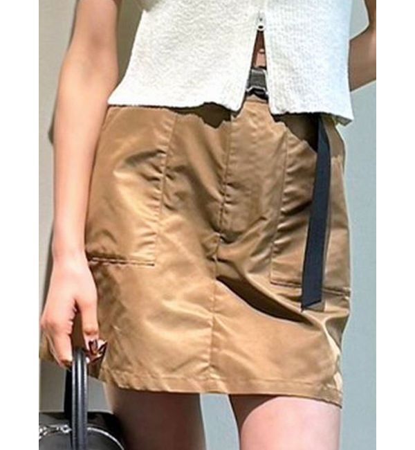 EMODA「ベルトボックスミニスカート」|スカート|ベージュ