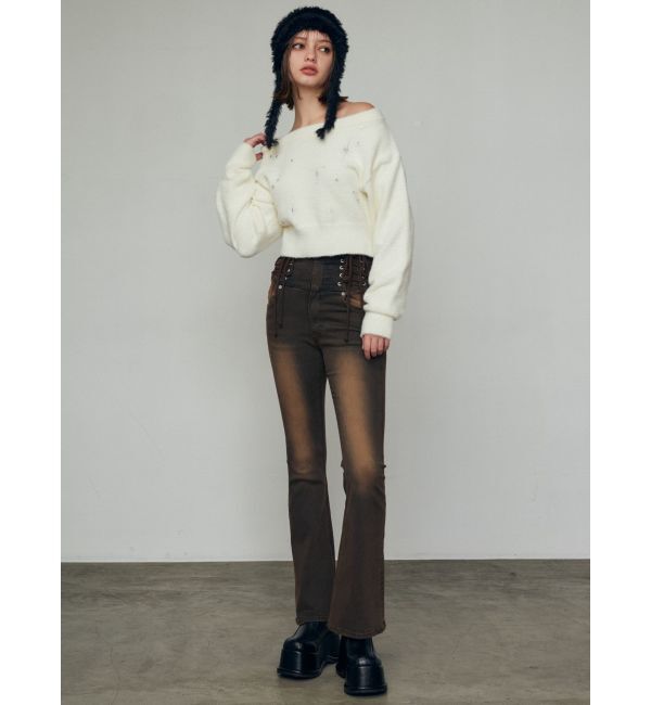 EMODA「レースハンドハイウエストパギンス」|デニム|