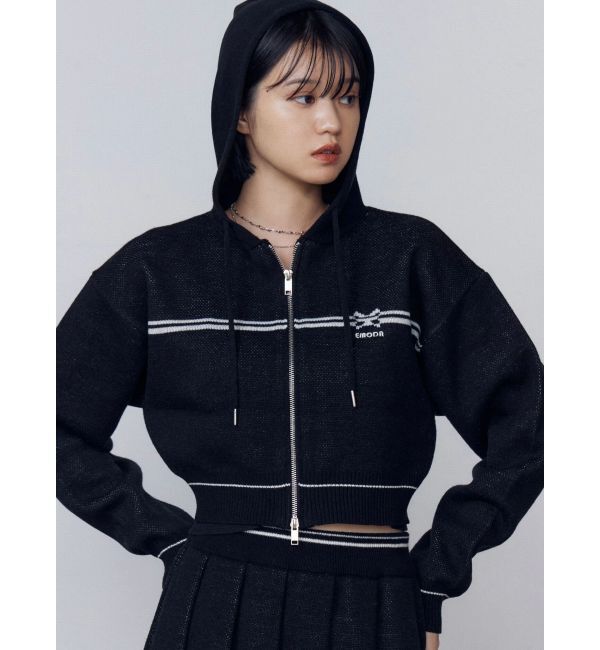EMODA「ラインニットフーディー」|ニット・セーター|ブラック
