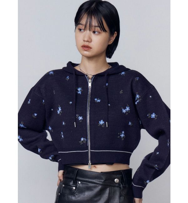 EMODA「ラインニットフーディー」|ニット・セーター|ネイビー