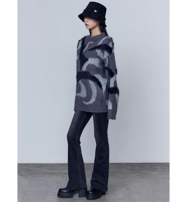 EMODA「リボンハイウエストフレアパギンス」|デニム|