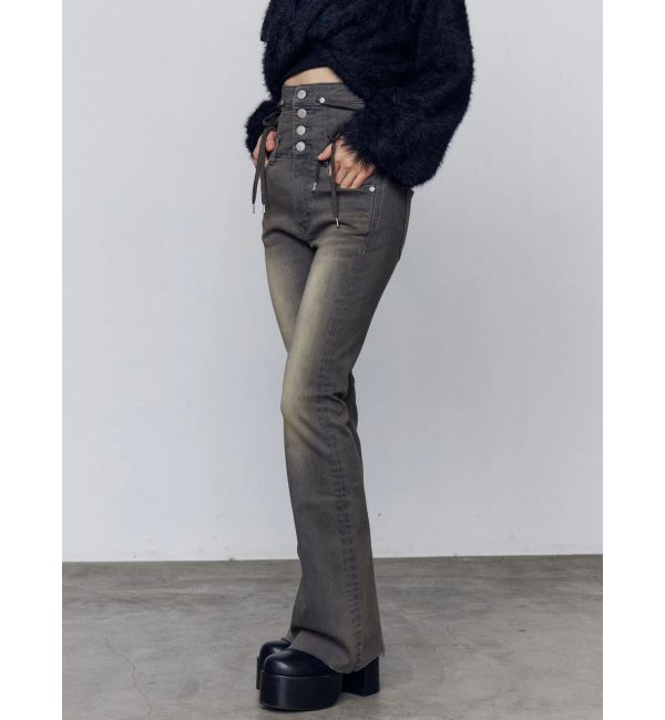 EMODA「リボンハイウエストフレアパギンス」|デニム|