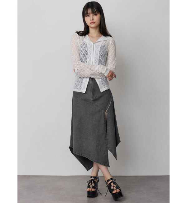 MURUA「ウォッシュアシメラッフルZIPスカート【セット販売対象】」|スカート|