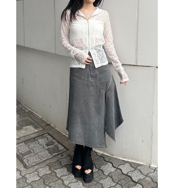 MURUA「ウォッシュアシメラッフルZIPスカート【セット販売対象】」|スカート|