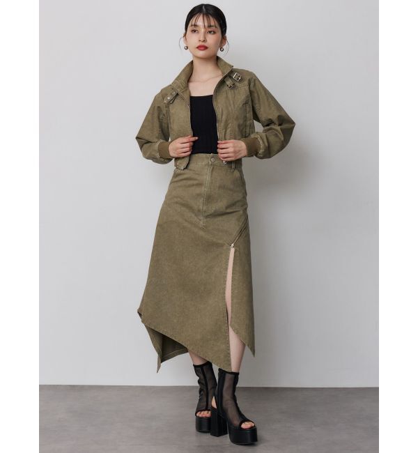 MURUA「ウォッシュアシメラッフルZIPスカート【セット販売対象】」|スカート|