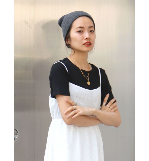 Ungrid「オーガニックコットンテレコハーフスリーブTee」|Tシャツ・カットソー|ブラック