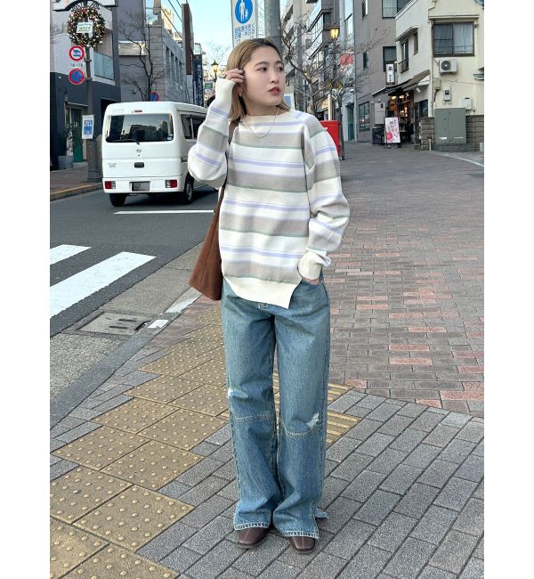 Ungrid「ボーダースリットニット」|ニット・セーター|