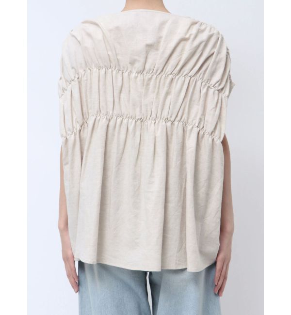 Ungrid「リネン混ギャザーノースリブラウス」|シャツ・ブラウス|