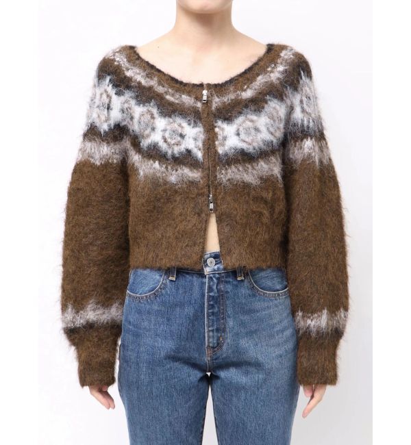 Ungrid「【WEB限定】求心柄ショートジップニット」|ニット・セーター|