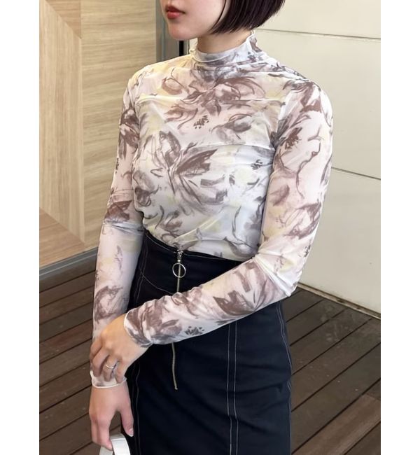 LAGUNAMOON「ペイントフラワーチュールトップス」|Tシャツ・カットソー|イエロー