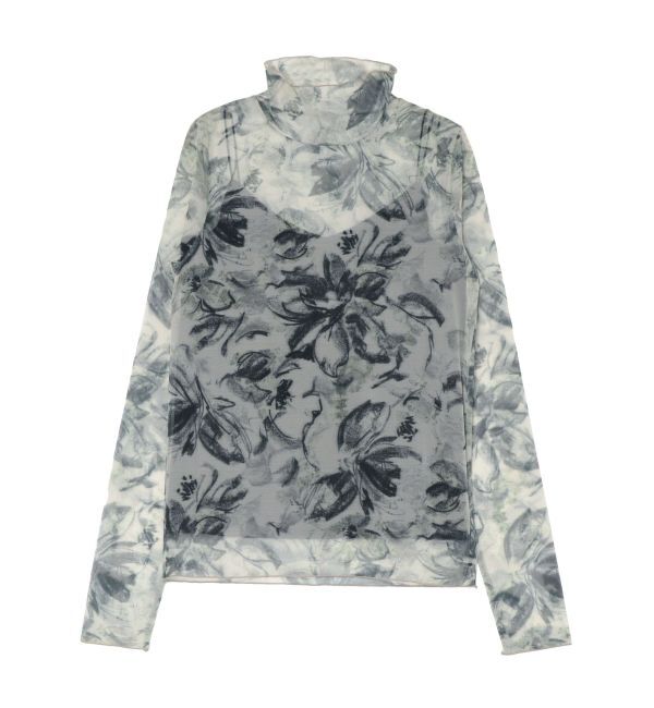 LAGUNAMOON「ペイントフラワーチュールトップス」|Tシャツ・カットソー|グリーン