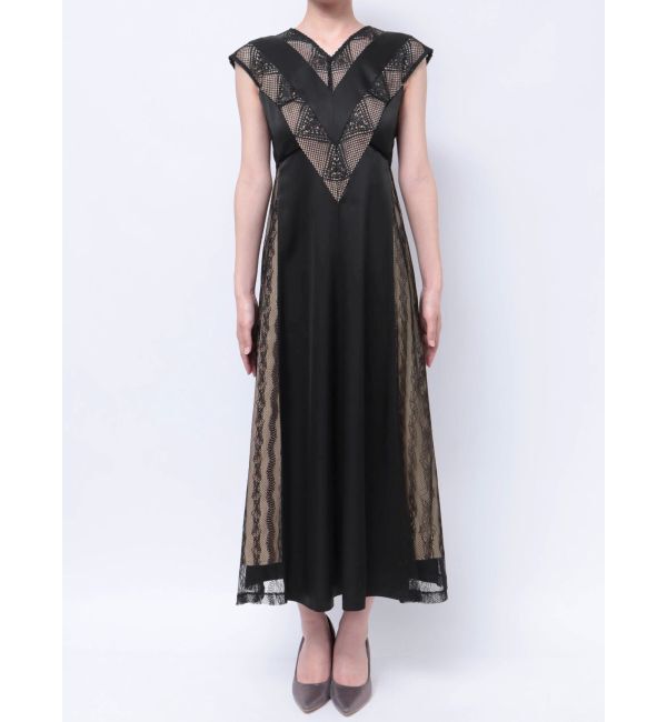 LAGUNAMOON「LADYVネックパネルレースワンピース」|ドレス|