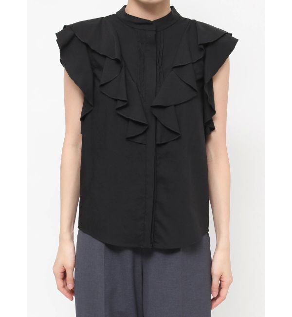 LAGUNAMOON「フリルピンタックノースリーブブラウス」|シャツ・ブラウス|