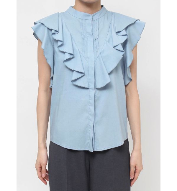 LAGUNAMOON「フリルピンタックノースリーブブラウス」|シャツ・ブラウス|
