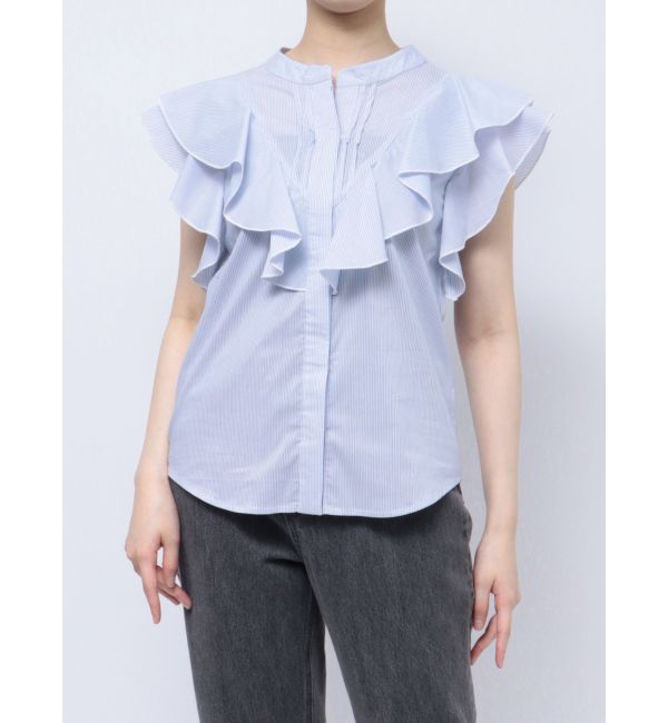 LAGUNAMOON「フリルピンタックノースリーブブラウス」|シャツ・ブラウス|