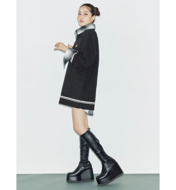 EVRIS「ケーブルSUNNYハーフジップニットトップス」|ニット・セーター|