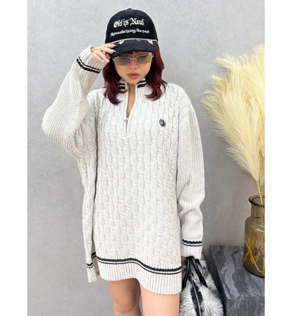EVRIS「ケーブルSUNNYハーフジップニットトップス」|ニット・セーター|