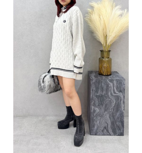 EVRIS「ケーブルSUNNYハーフジップニットトップス」|ニット・セーター|