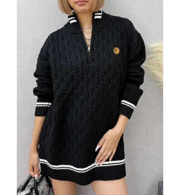 EVRIS「ケーブルSUNNYハーフジップニットトップス」|ニット・セーター|