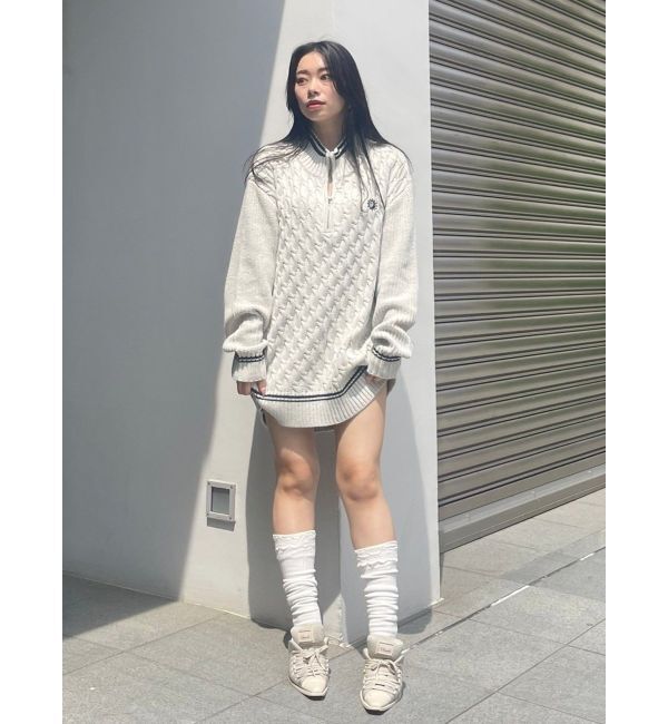 EVRIS「ケーブルSUNNYハーフジップニットトップス」|ニット・セーター|